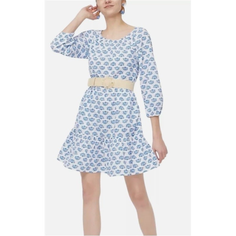 NWOTD J Crew 8 Blue White Seashell Dress 123699
